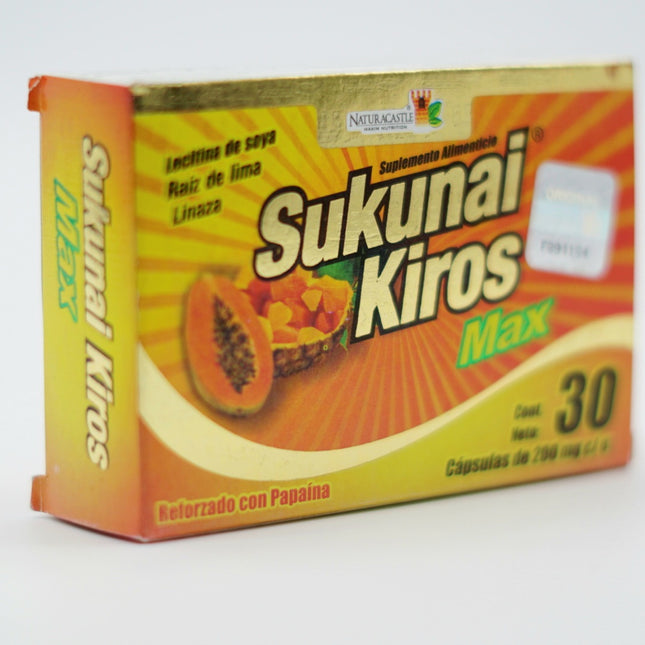 Naturacastle Sukunai Kiros Max - Suplemento Alimenticio con Lecitina, Linaza, Raíz de Lima y Papaya - 30 Cápsulas de 700mg