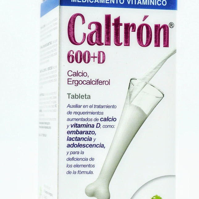 Caltrón 600+D - Medicamento Vitamínico de Calcio y Vitamina D - 60 Tabletas