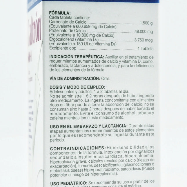 Caltrón 600+D - Medicamento Vitamínico de Calcio y Vitamina D - 60 Tabletas