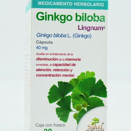 Ginkgo Biloba Lingnum® - Medicamento Herbolario para Memoria y Concentración - 30 Cápsulas de 40mg