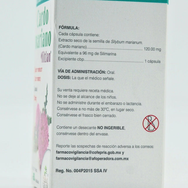 Cardo Mariano Miitlan - Medicamento Herbolario para el Hígado - 60 Cápsulas de 120mg