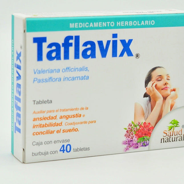 Taflavix - Medicamento Herbolario con Valeriana y Pasiflora - 40 Tabletas - Para Ansiedad y Sueño