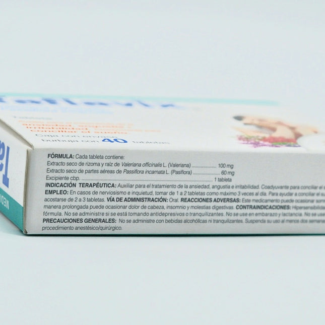 Taflavix - Medicamento Herbolario con Valeriana y Pasiflora - 40 Tabletas - Para Ansiedad y Sueño