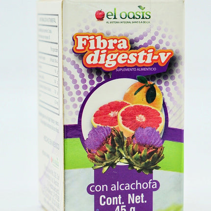 El Oasis Fibra digesti-v con Alcachofa - Suplemento Alimenticio con Toronja, Linaza y Más - 45 g