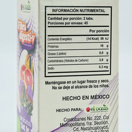 El Oasis Fibra digesti-v con Alcachofa - Suplemento Alimenticio con Toronja, Linaza y Más - 45 g