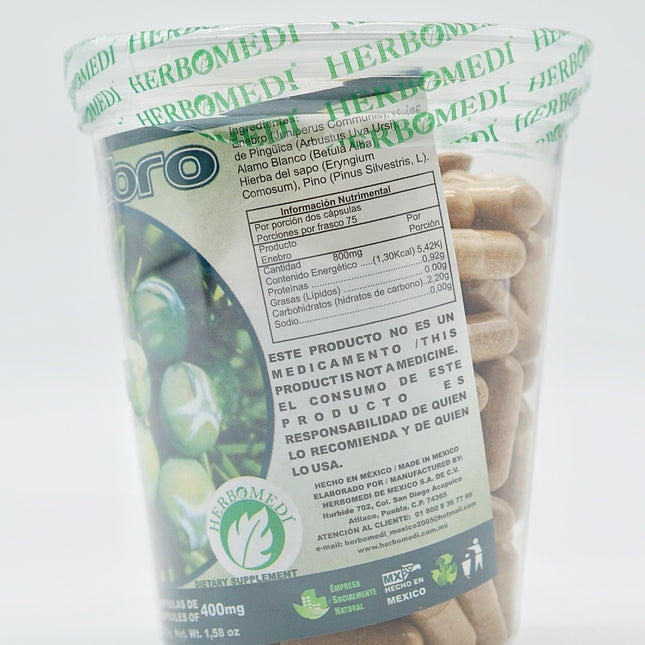 Enebro HERBOMEDI - Suplemento Alimenticio de 400mg con Mezcla Herbal