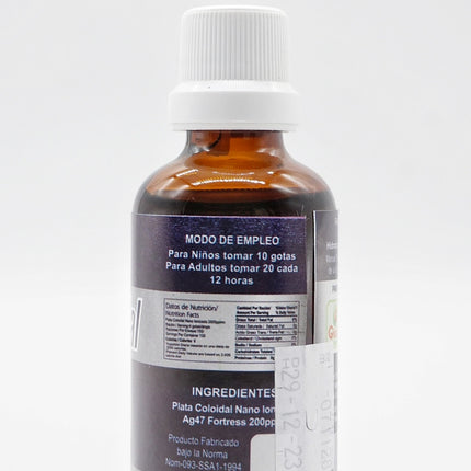 Giolice Plata Coloidal - Suplemento Alimenticio con Nano Iones de Plata Ag47 Fortress 200ppm | Contenido Neto 50 grs