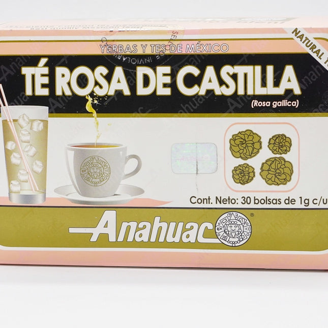 Anáhuac Té Rosa de Castilla - Infusión 100% Natural (Rosa gallica) | 30 Bolsas de 1g c/u (30g)