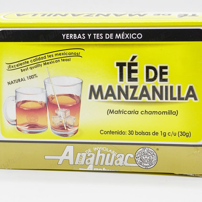 Anáhuac Té de Manzanilla - Infusión 100% Natural (Matricaria chamomilla) | 30 Bolsas de 1g c/u (30g)