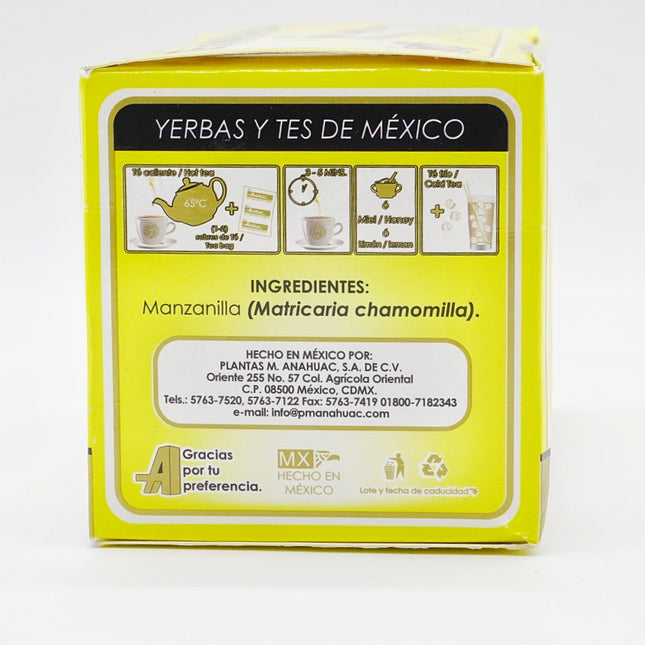 Anáhuac Té de Manzanilla - Infusión 100% Natural (Matricaria chamomilla) | 30 Bolsas de 1g c/u (30g)