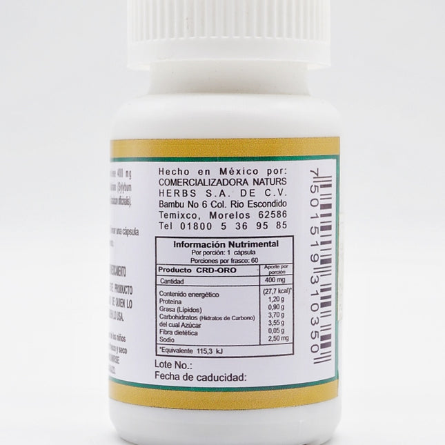 Nature's Labs CRD-ORO - Suplemento con Cardo Mariano y Diente de León | 60 Cápsulas de 400 mg