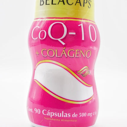 Belacaps CoQ-10 + Colágeno | Suplemento Alimenticio con Coenzima Q10 y Colágeno Hidrolizado - 90 Cápsulas de 500 mg